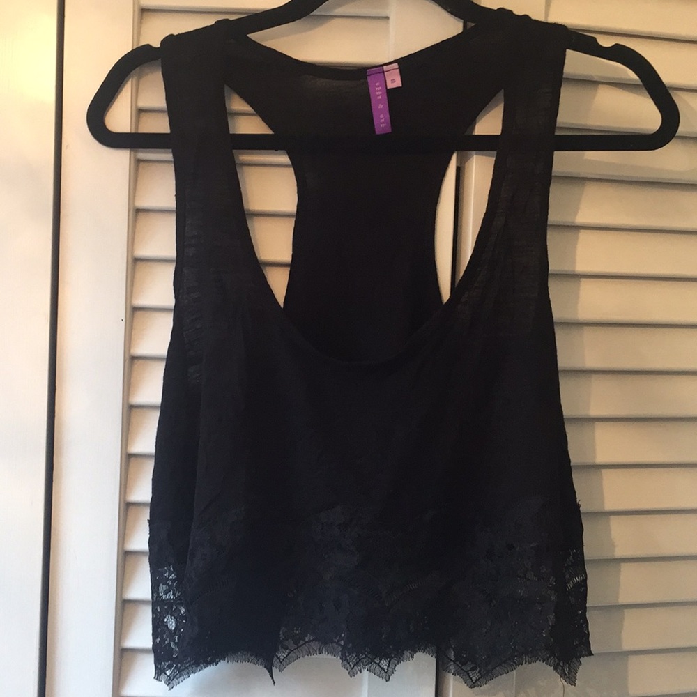 Emma and Sam Short Black Crop Top With Lace